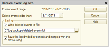 Fig. 60. Reducing size of event log